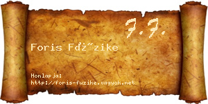 Foris Füzike névjegykártya
